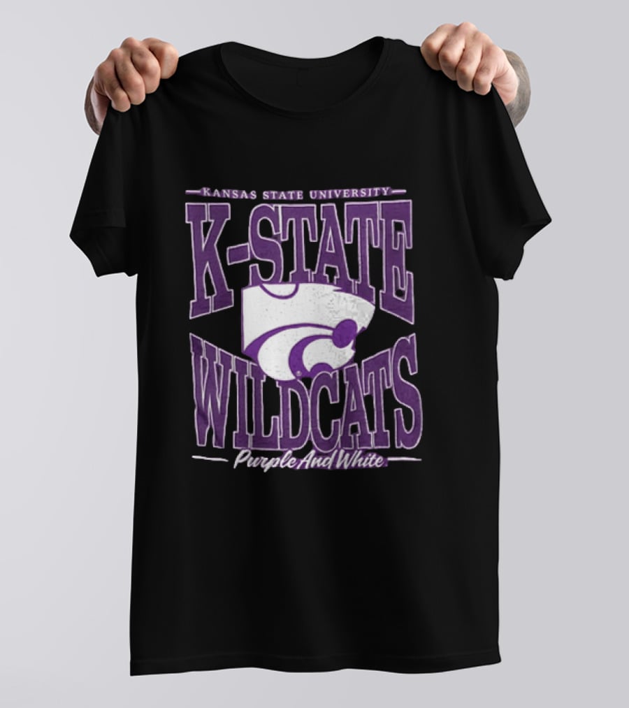 Kansas State University K State Wildcats Purple And White T-Shirt