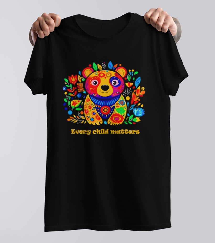 Every Child Matters Colorful Floral Bear T-Shirt