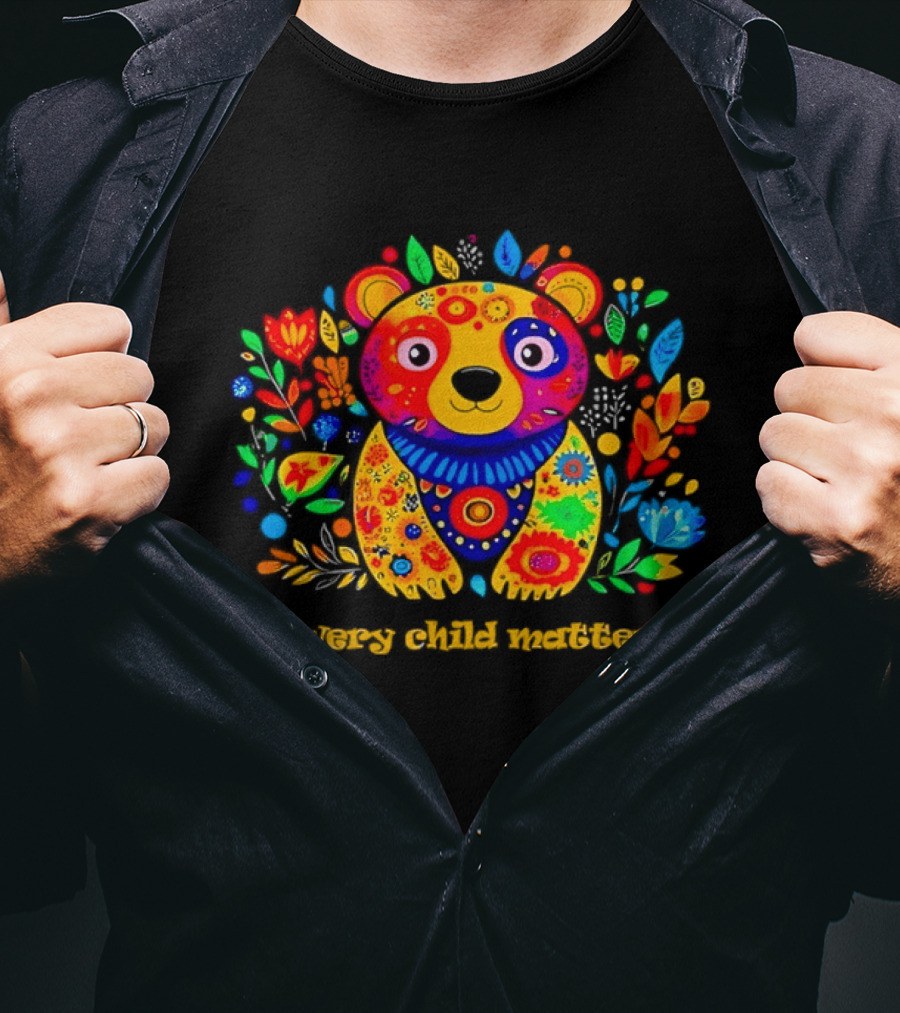 Every Child Matters Colorful Floral Bear T-Shirt