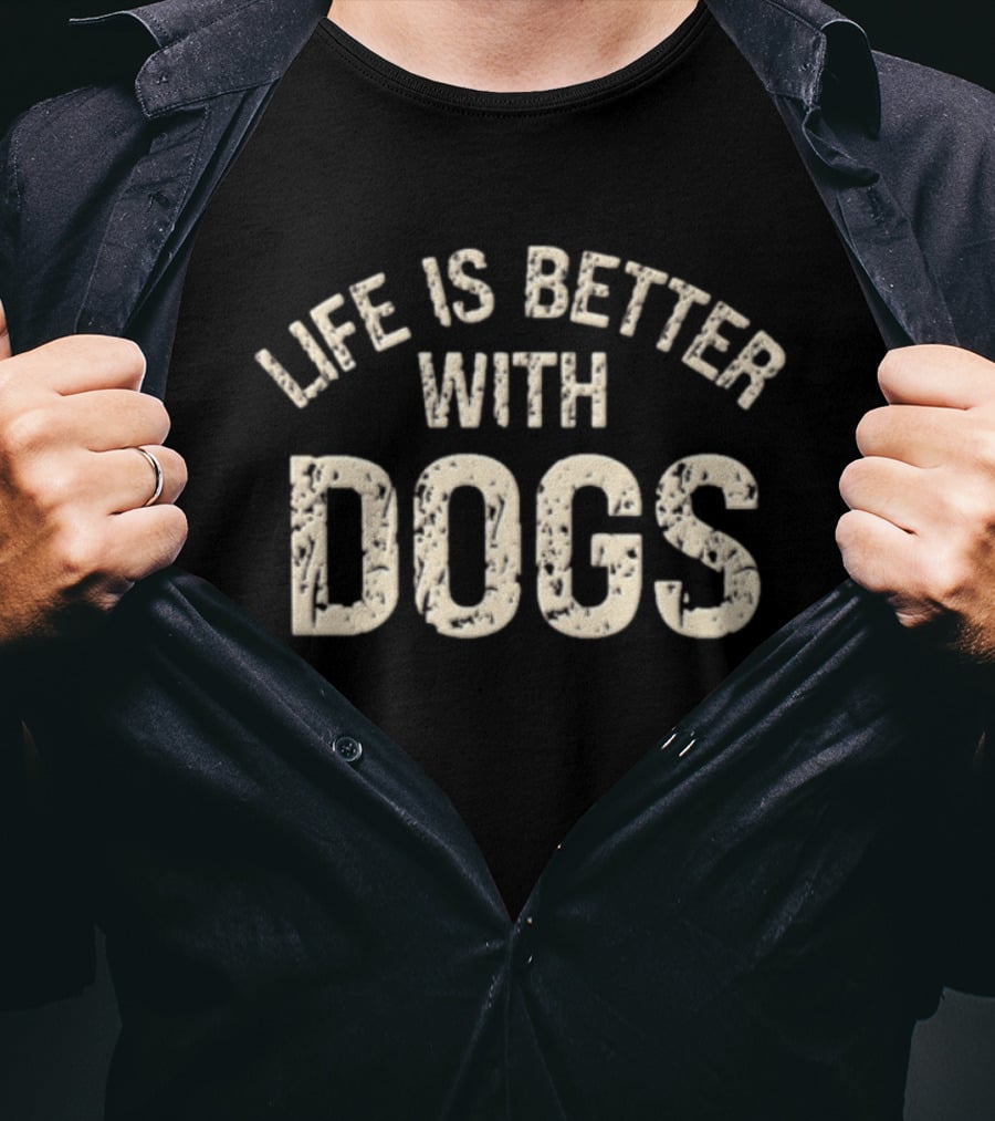 Life Is Better With Dogs Vintage Distressed T-Shirt