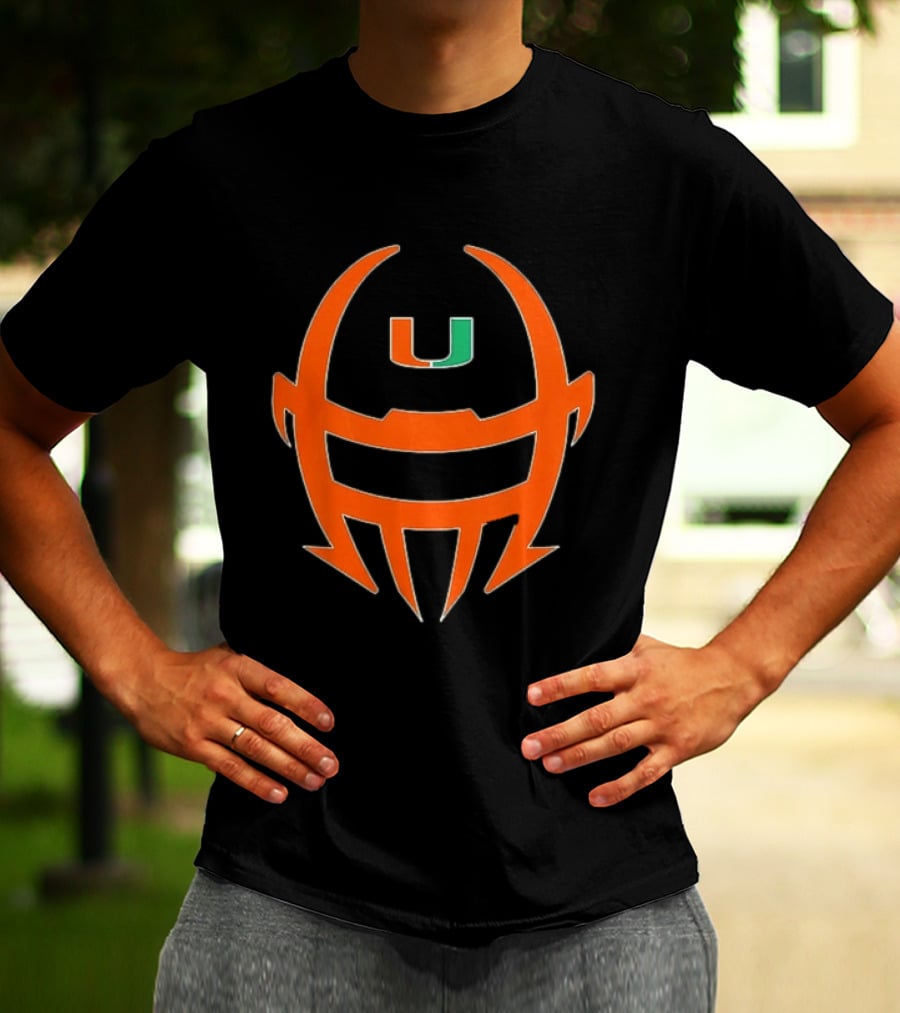 Miami Hurricanes Football Helmet Shape NCAA U T-Shirt
