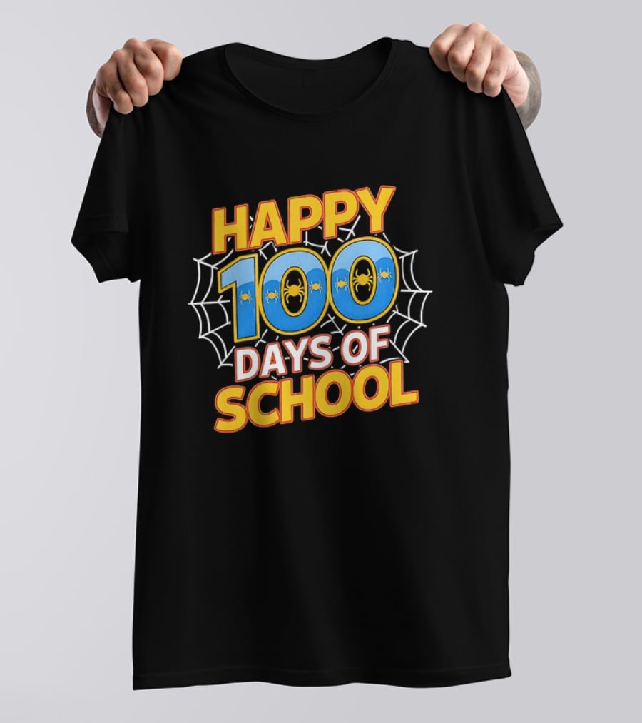 Happy 100 Days Of School Spider Web Teacher Celebration T-Shirt