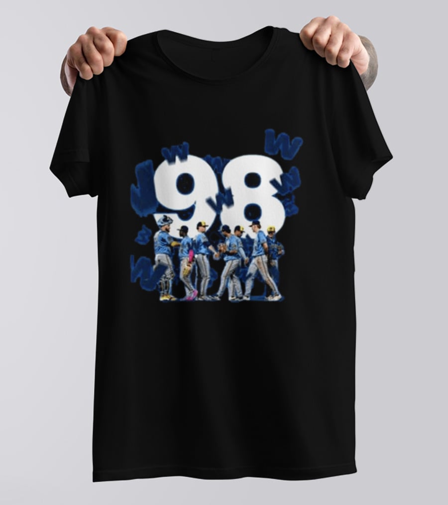 Milwaukee Brewers 98 Wins Franchise Record Baseball Team Celebration Blue T-Shirt