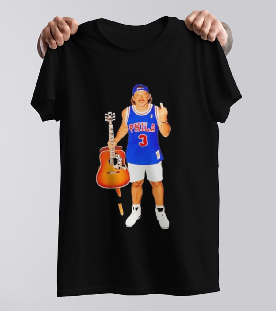 Morgan Wallen Phila 3 Jersey Middle Finger Gesture With Guitar T-Shirt