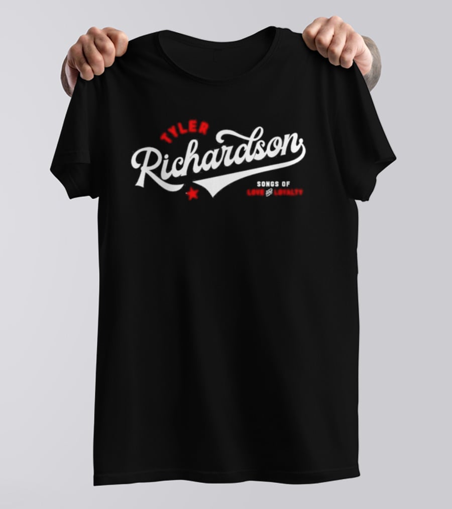 Tyler Richardson Songs Of Love And Loyalty Script Style Red And White T-Shirt