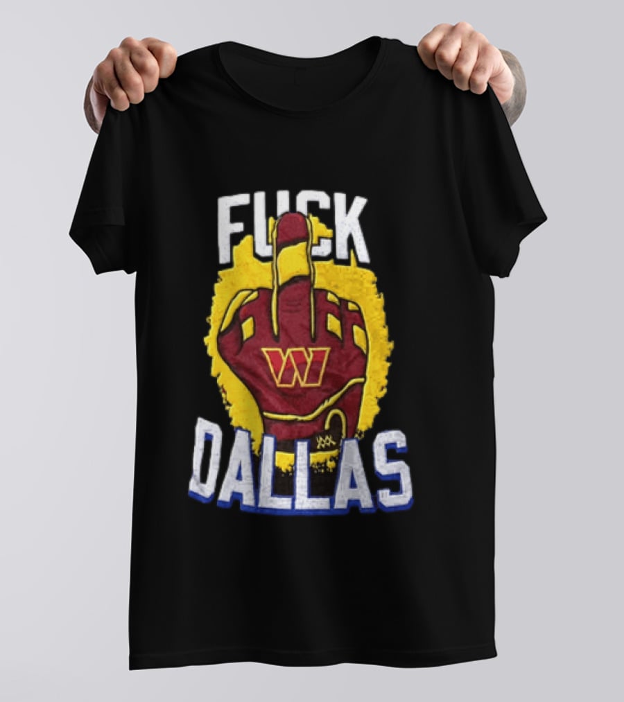 Raise Hail F*** Dallas Middle Finger Glove Red Yellow White Blue T-Shirt