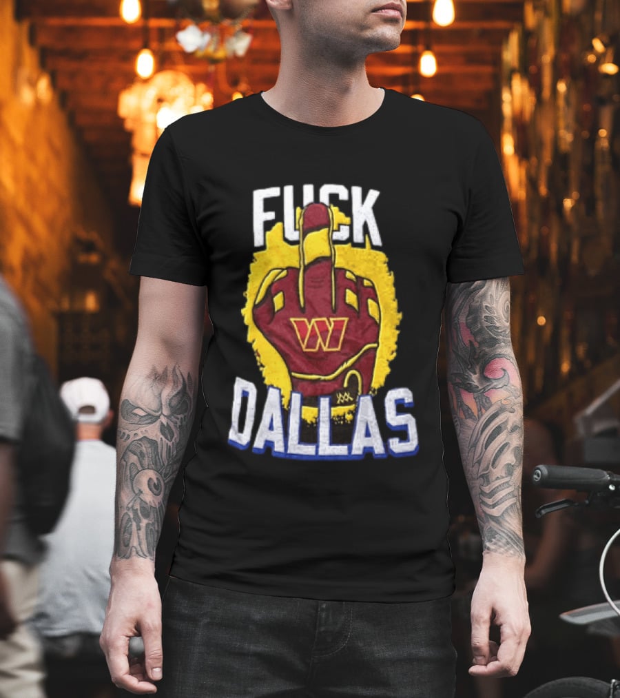 Raise Hail F*** Dallas Middle Finger Glove Red Yellow White Blue T-Shirt