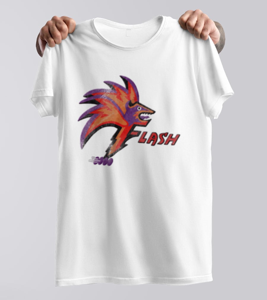 1993 Las Vegas Flash Purple And Orange Retro Wolf T-Shirt