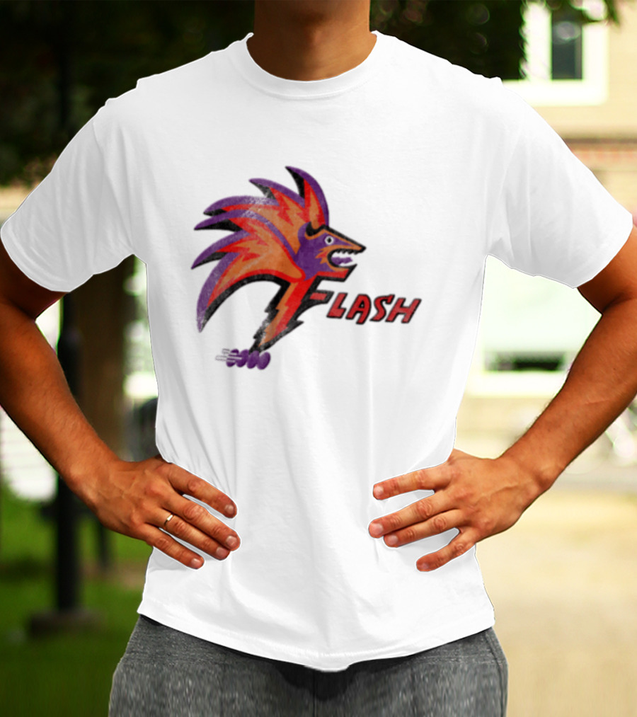 1993 Las Vegas Flash Purple And Orange Retro Wolf T-Shirt