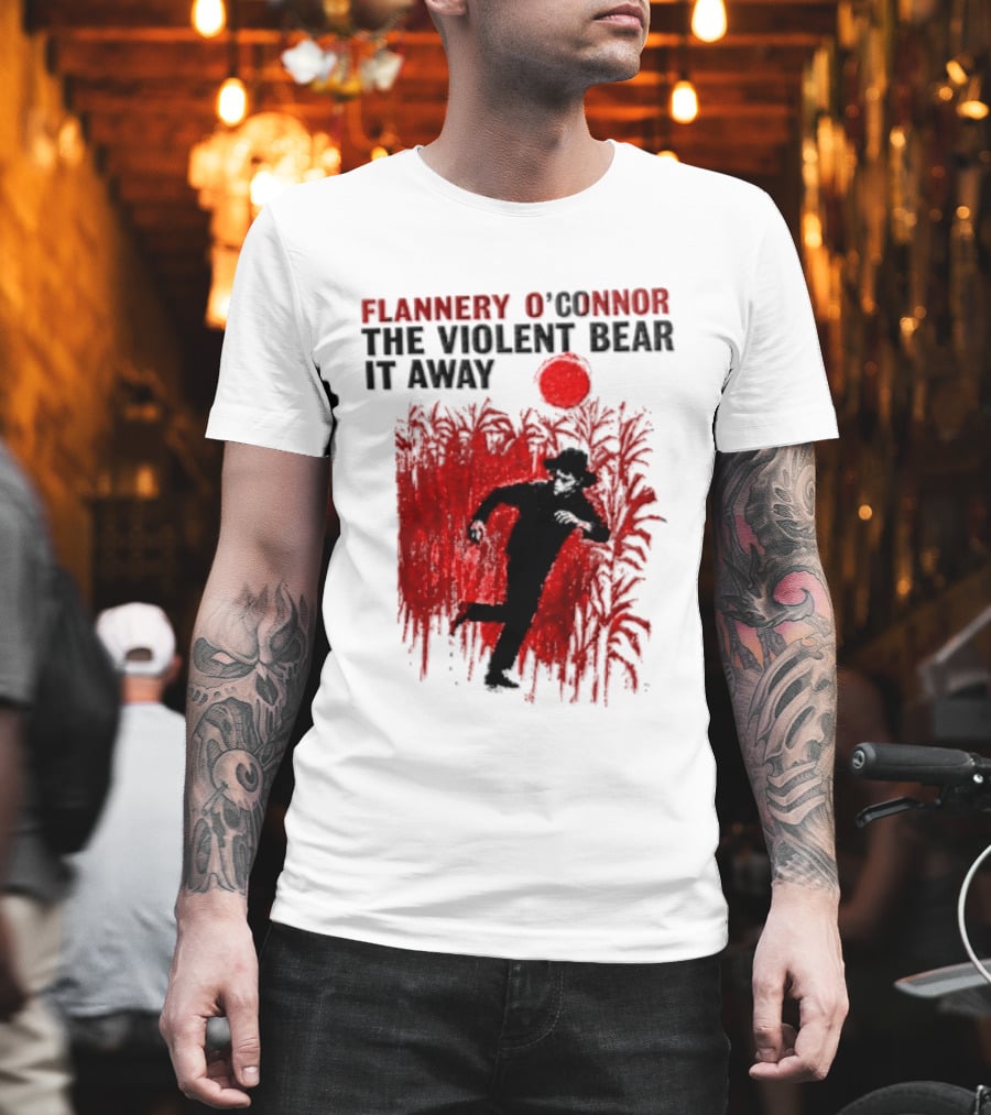 Flannery O'Connor The Violent Bear It Away Red Silhouette In Cornfield T-Shirt