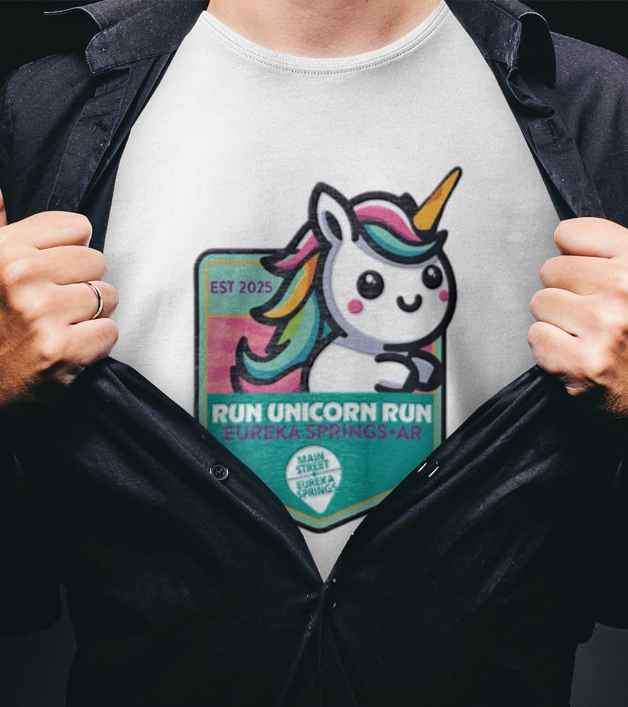 EST 2025 Run Unicorn Run Eureka Springs AR Main Street T-Shirt