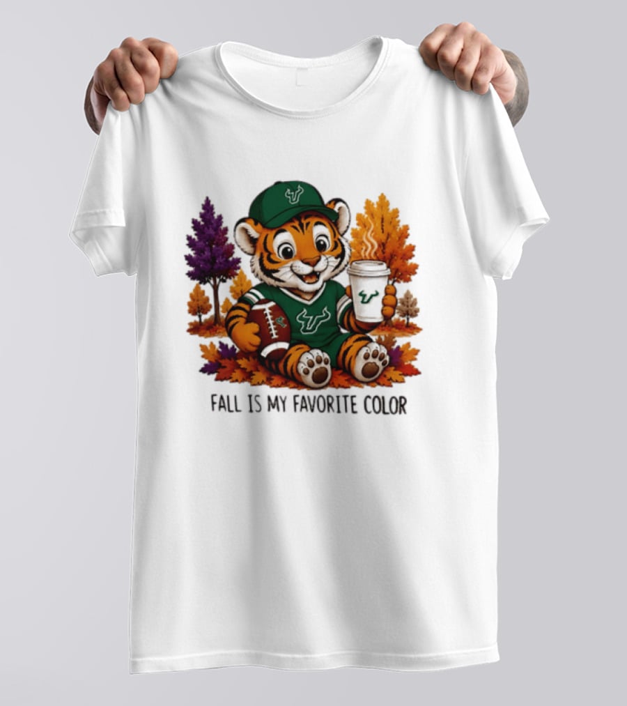 South Florida Bulls Fall Is My Favorite Color Football Tiger Cozy Autumn Vibes T-Shirt