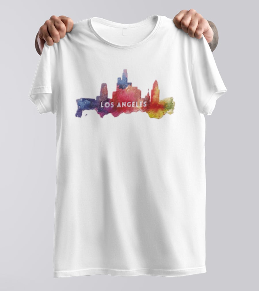 Los Angeles Watercolor Cityscape California Urban Skyline T-Shirt