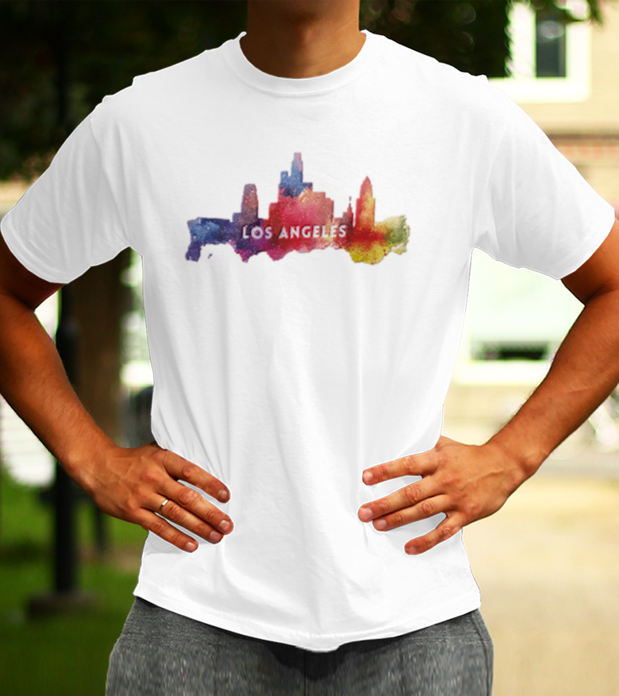 Los Angeles Watercolor Cityscape California Urban Skyline T-Shirt