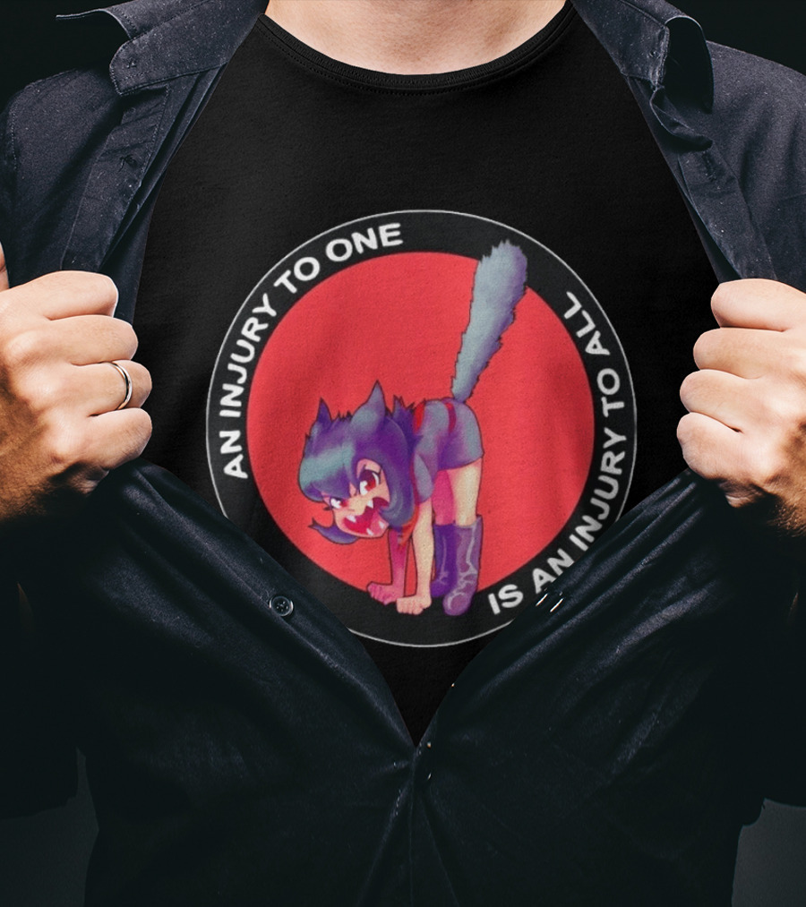 An Injury To One Is An Injury To All Cat Girl Red T-Shirt