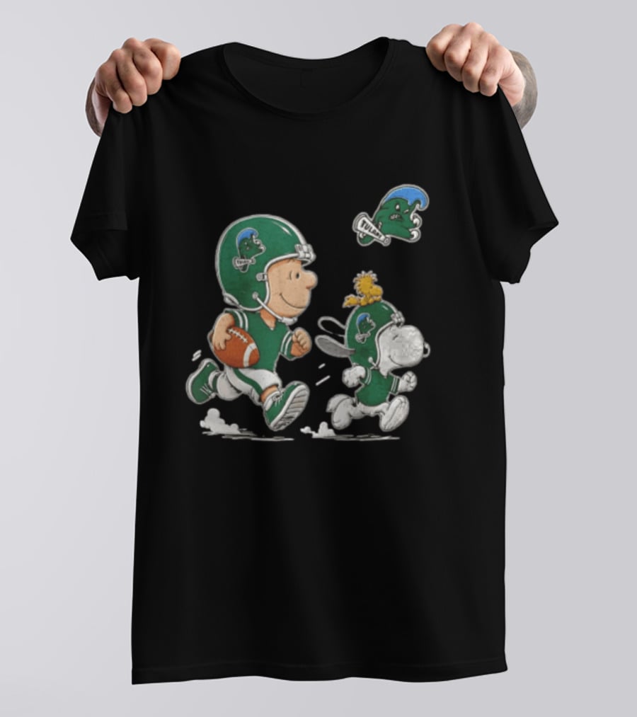 Charlie Brown Woodstock Snoopy Tulane Green Wave Football Helmets T-Shirt