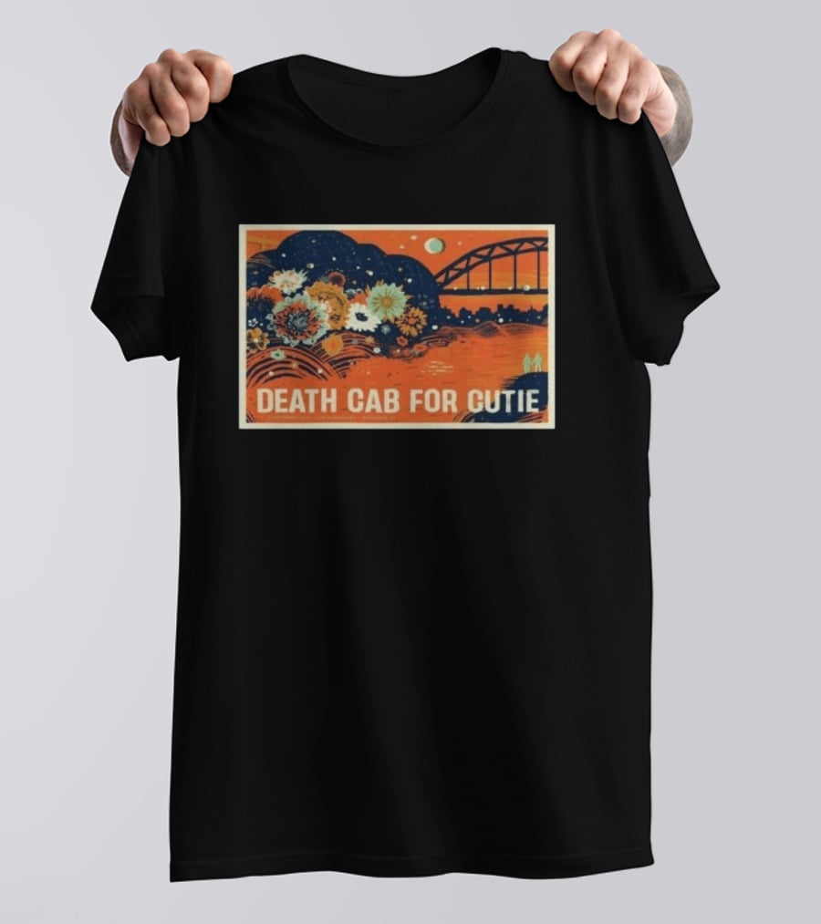 Death Cab For Cutie Gateshead UK 2026 Flowers And Bridge Art Print T-Shirt