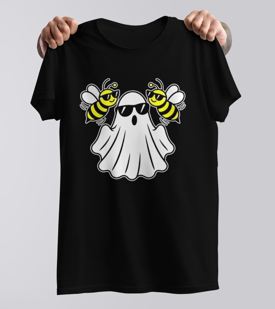 Ghost With Sunglasses And Bees Spooky Halloween Fun T-Shirt