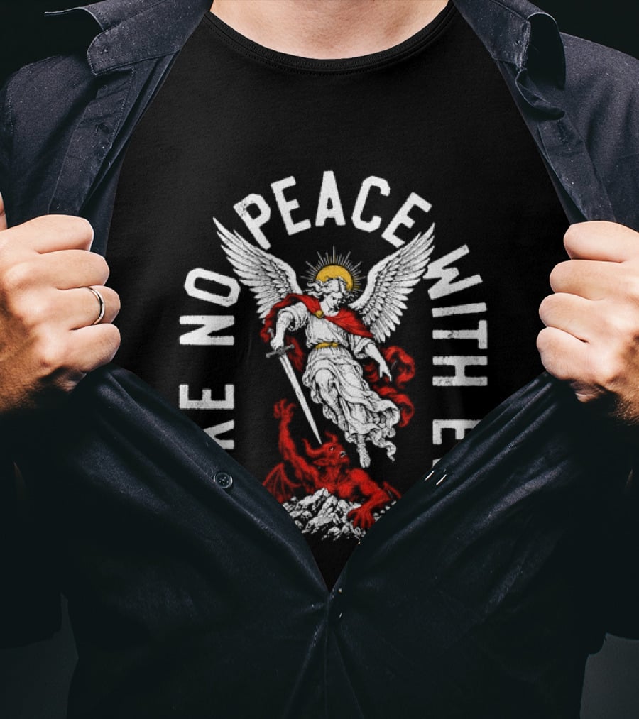 Make No Peace With Evil Angelic Warrior With Sword T-Shirt