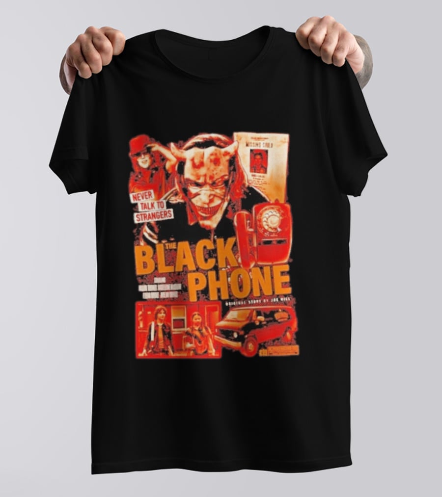 Never Talk To Strangers The Black Phone Original Story By Joe Hill Missing Child Red Phone Horror T-Shirt