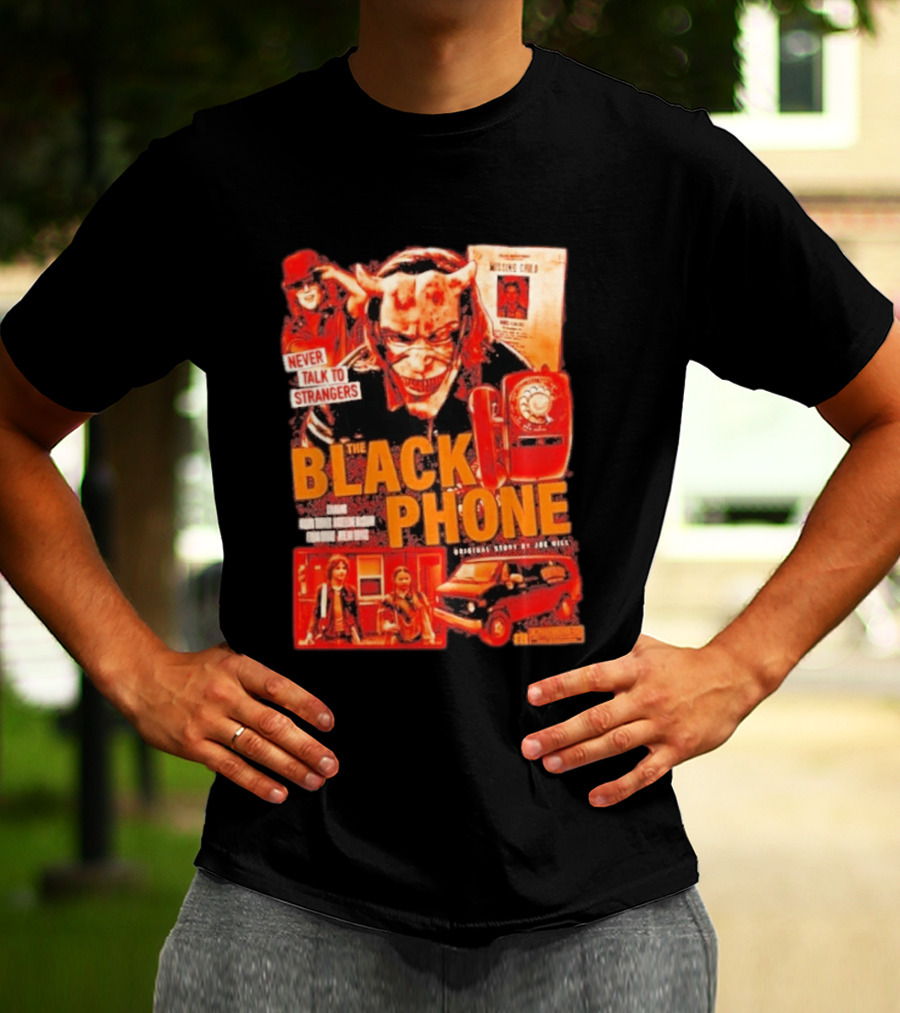 Never Talk To Strangers The Black Phone Original Story By Joe Hill Missing Child Red Phone Horror T-Shirt