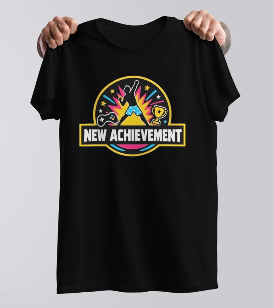 New Achievement Video Game Trophy Gamer Controller Stars Celebration T-Shirt