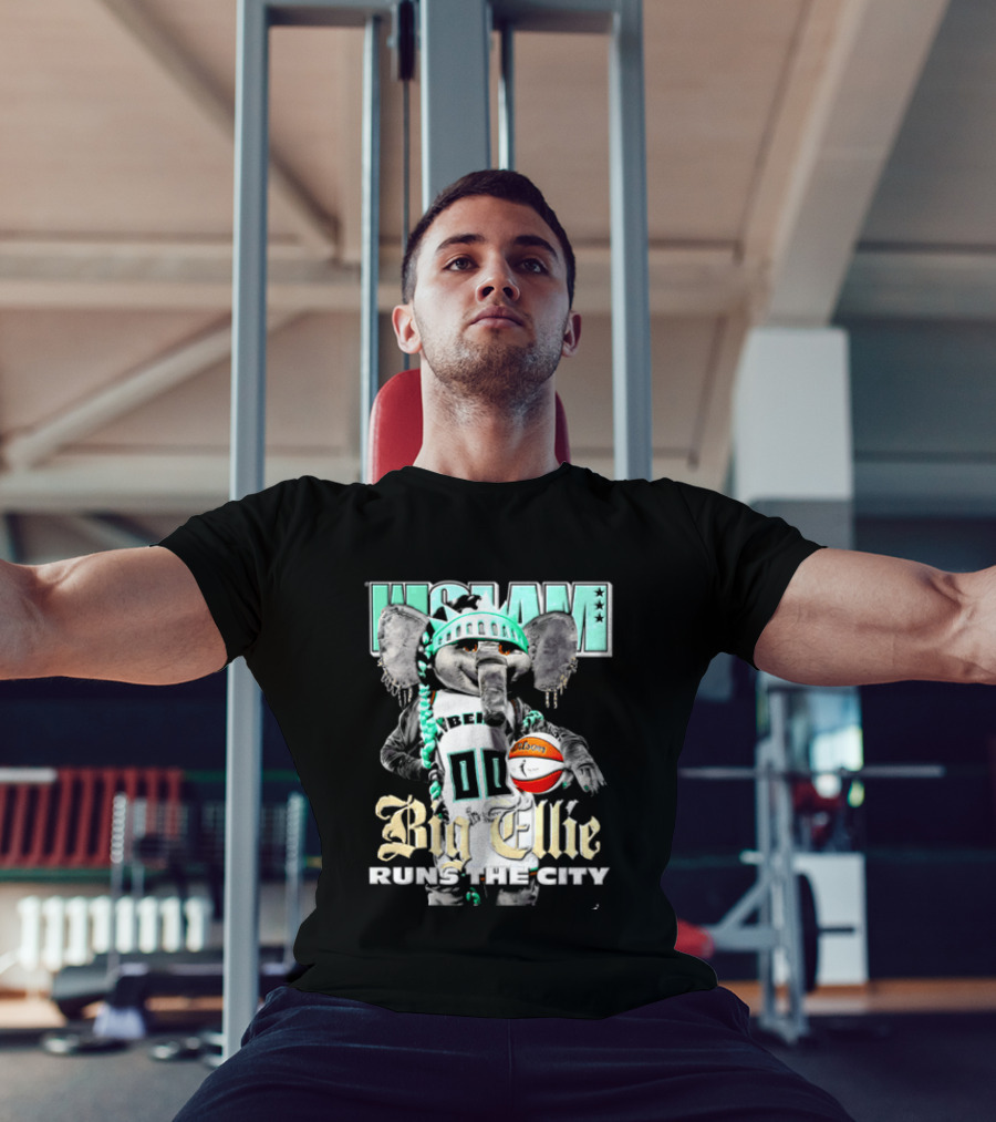 New York Liberty Big Ellie Runs The City Statue Crown Basketball T-Shirt