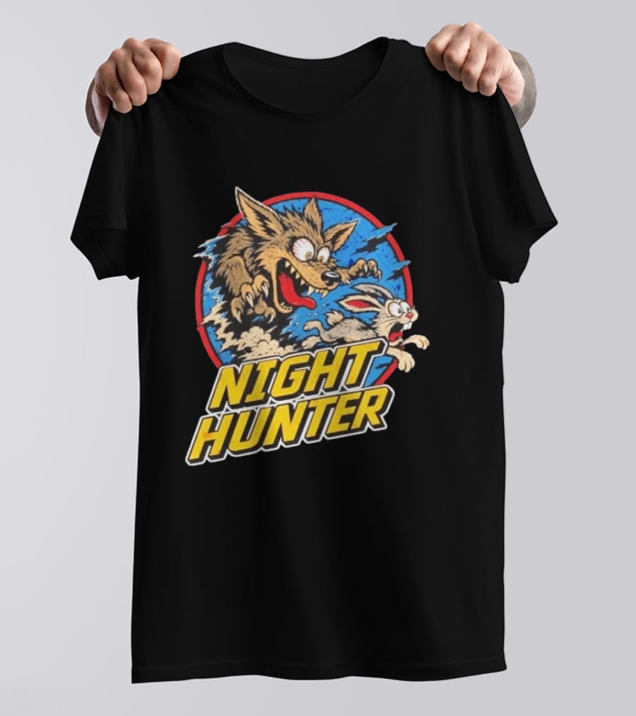 Night Hunter Coyote And Rabbit Chase Epic Predator Prey Adventure T-Shirt