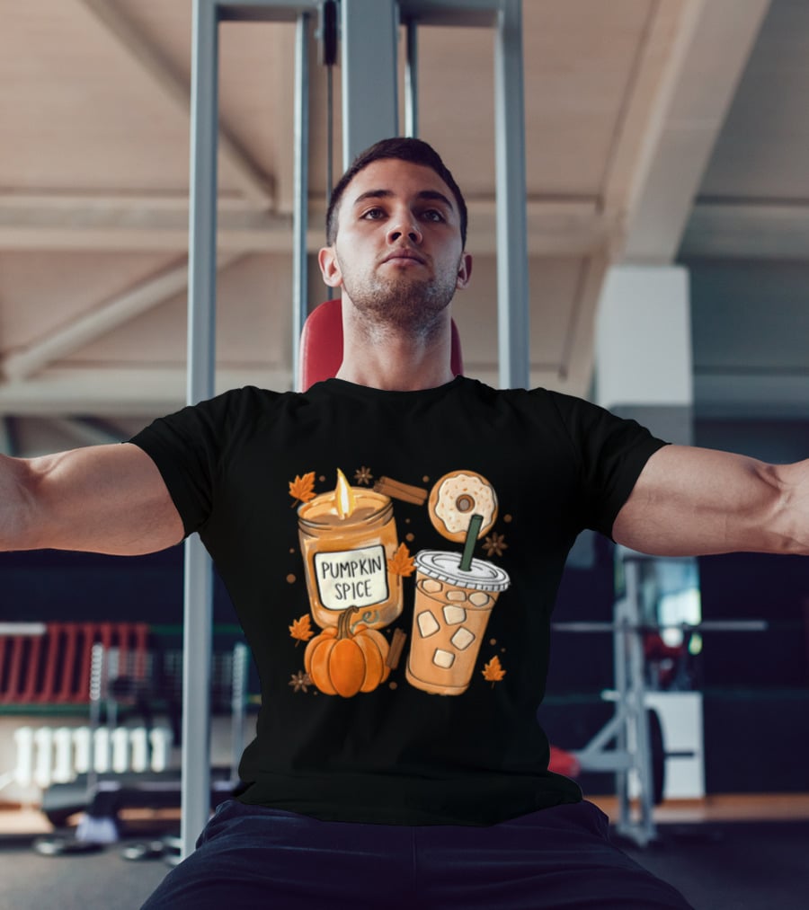 Pumpkin Spice Candle Iced Coffee Donut Autumn Aesthetic T-Shirt