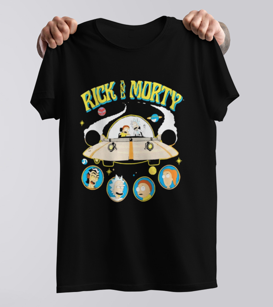 Rick And Morty Space Adventure UFO Characters Planets Adult Swim T-Shirt