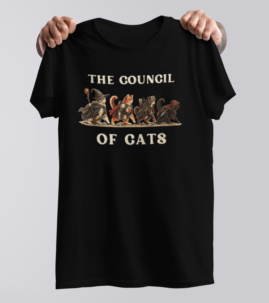 The Council Of Cats Adventurers In Medieval Fantasy Outfits T-Shirt