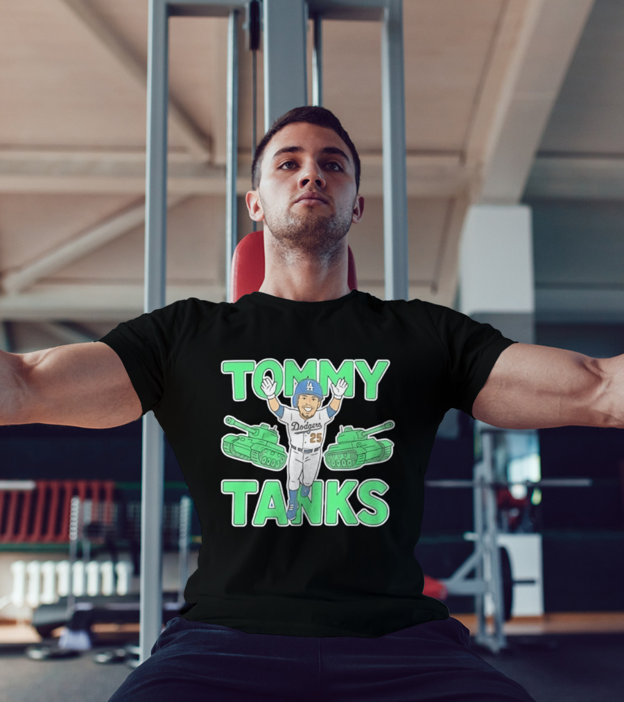 Tommy Tanks Los Angeles Dodgers 25 MLB Baseball Player In Uniform With Green Tanks T-Shirt