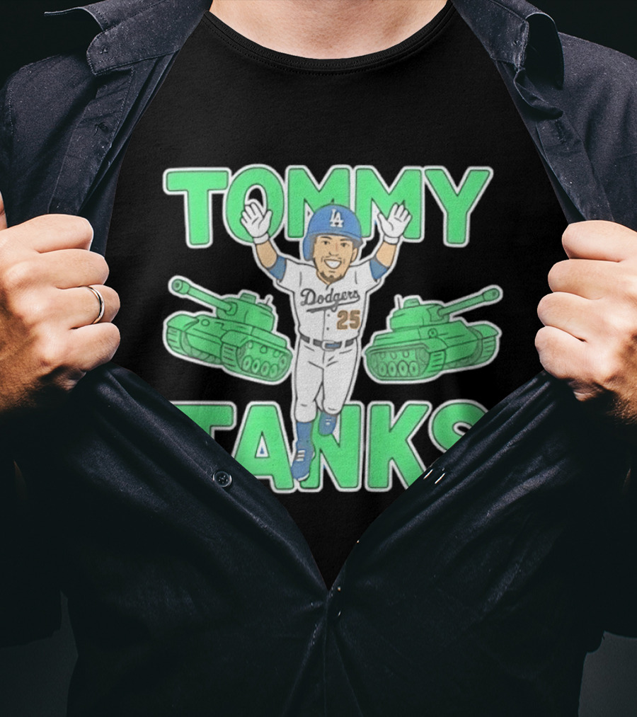 Tommy Tanks Los Angeles Dodgers 25 MLB Baseball Player In Uniform With Green Tanks T-Shirt