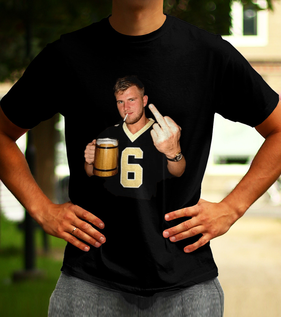 Tyler Shough Number 6 New Orleans Saints Middle Finger Gesture T-Shirt