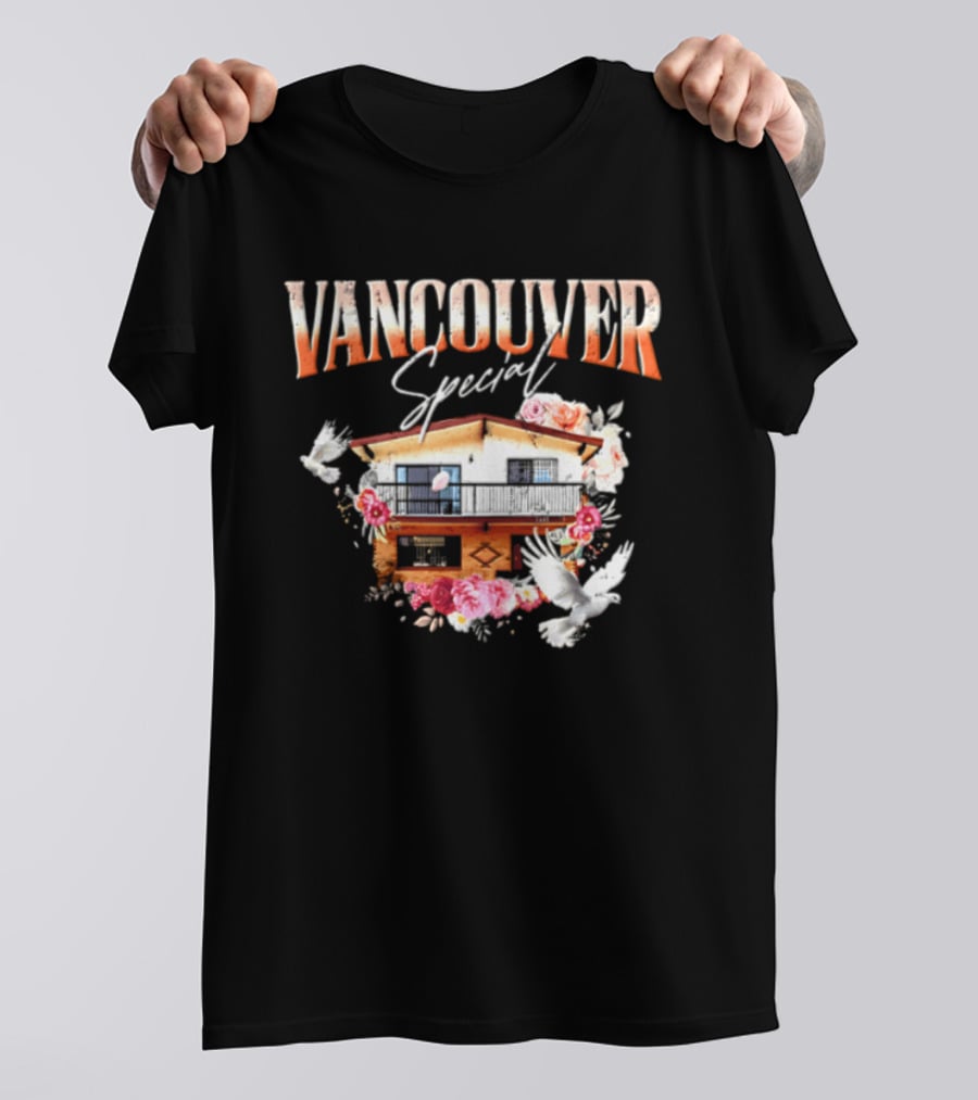 Vancouver Special House Flowers Doves T-Shirt