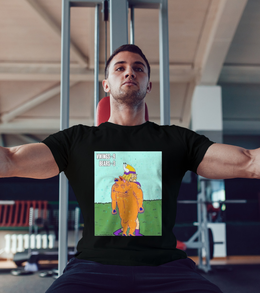 Vikings 9 Bears 3 Cartoon Sports Rivalry Image T-Shirt