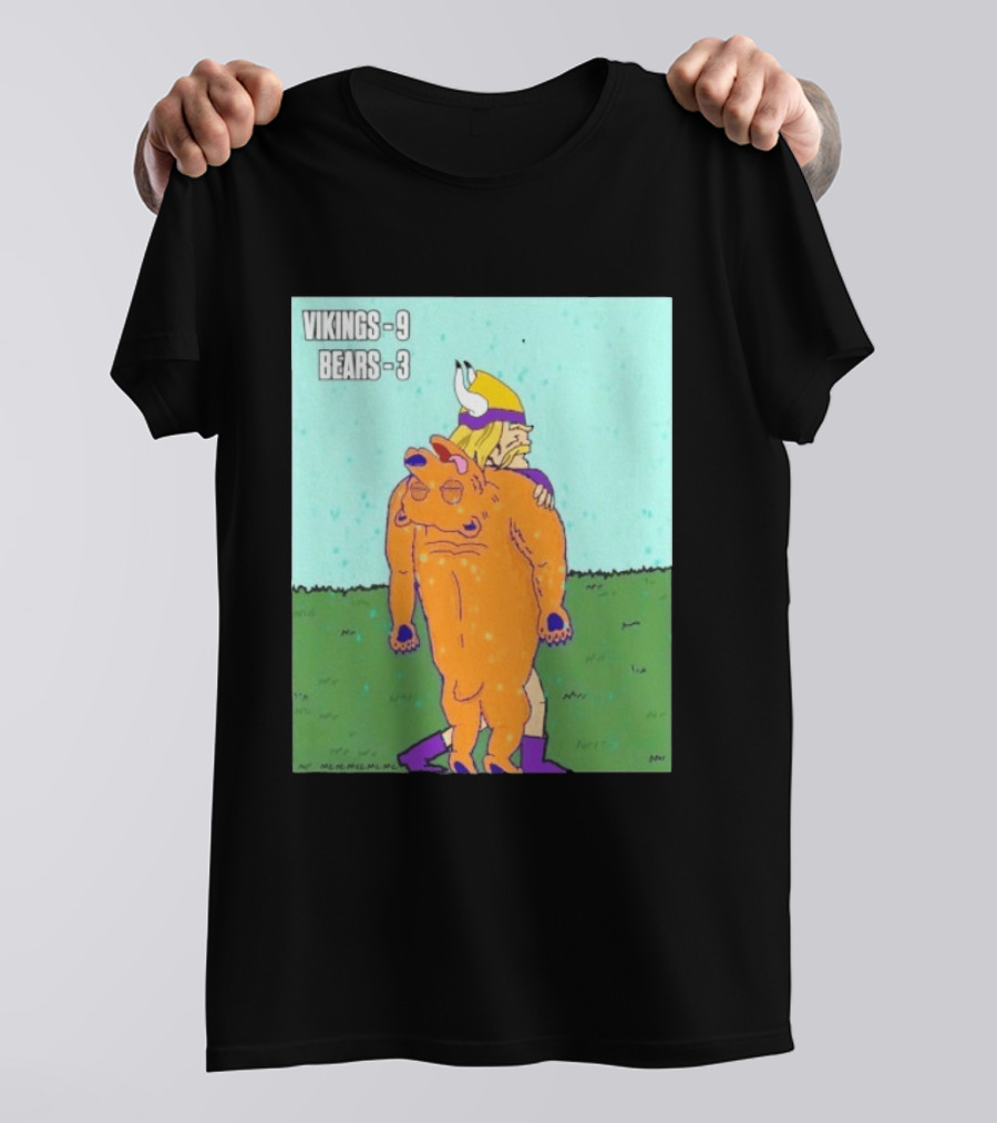 Vikings 9 Bears 3 Cartoon Sports Rivalry Image T-Shirt