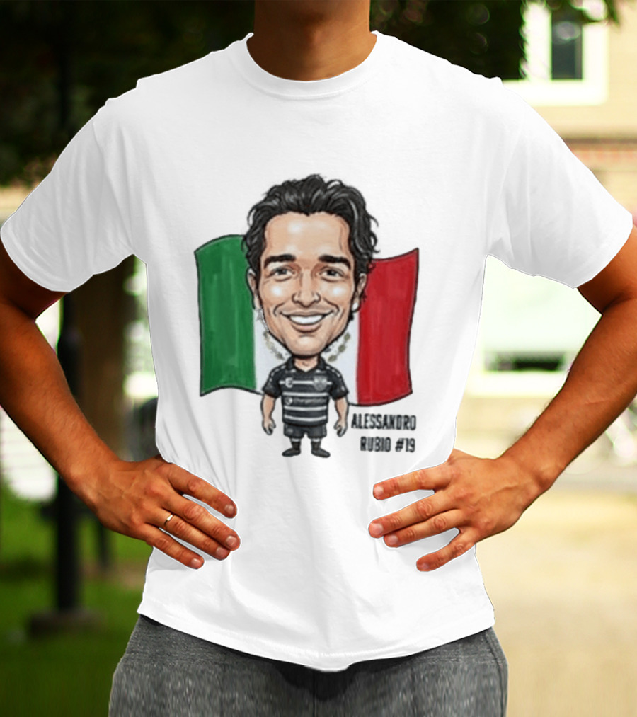 Alessandro Rubio No 19 Caricature Mexico Flag Football Jersey T-Shirt