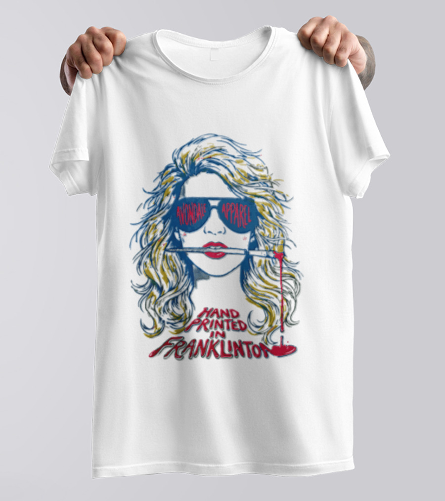 Avondale Apparel Hand Printed In Franklinton Woman Sunglasses Paintbrush T-Shirt