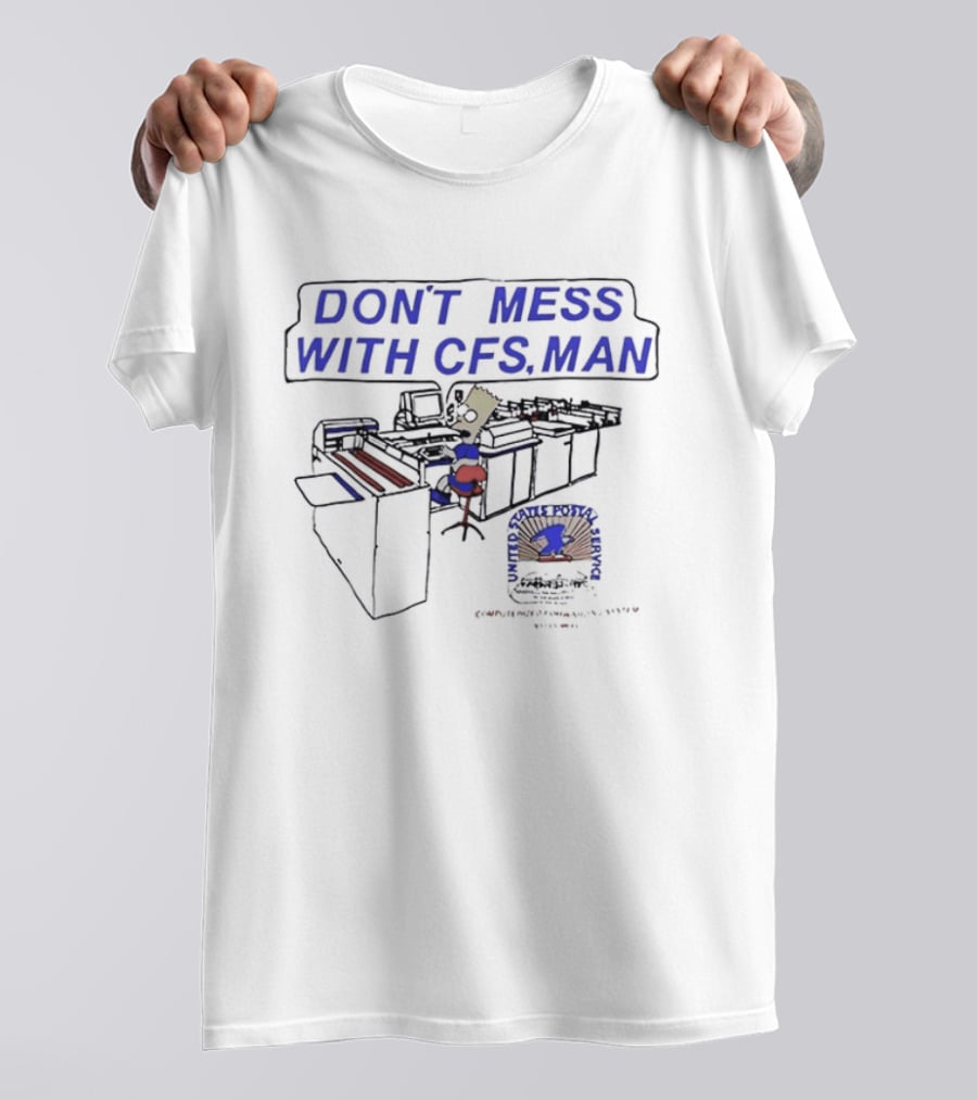 DON'T MESS WITH CFS MAN Bart Simpson Sitting At Computer Desk T-Shirt
