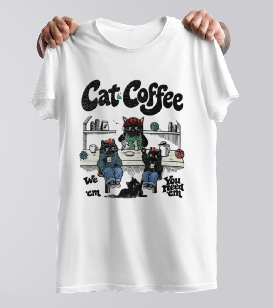 Cat Coffee Brew Them Need Three Black Cats T-Shirt