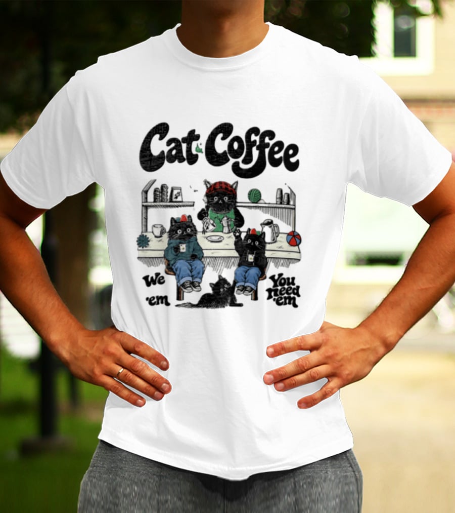 Cat Coffee Brew Them Need Three Black Cats T-Shirt