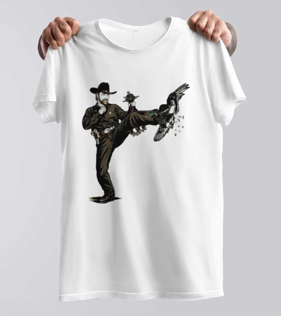 Chuck Norris Roundhouse Kick Duck Hunting Action T-Shirt