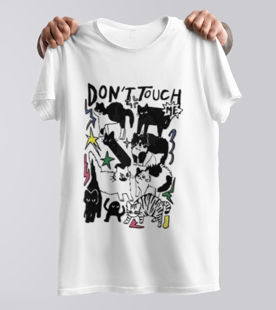 DON'T TOUCH ME Multiple Cats Stars Lightning T-Shirt