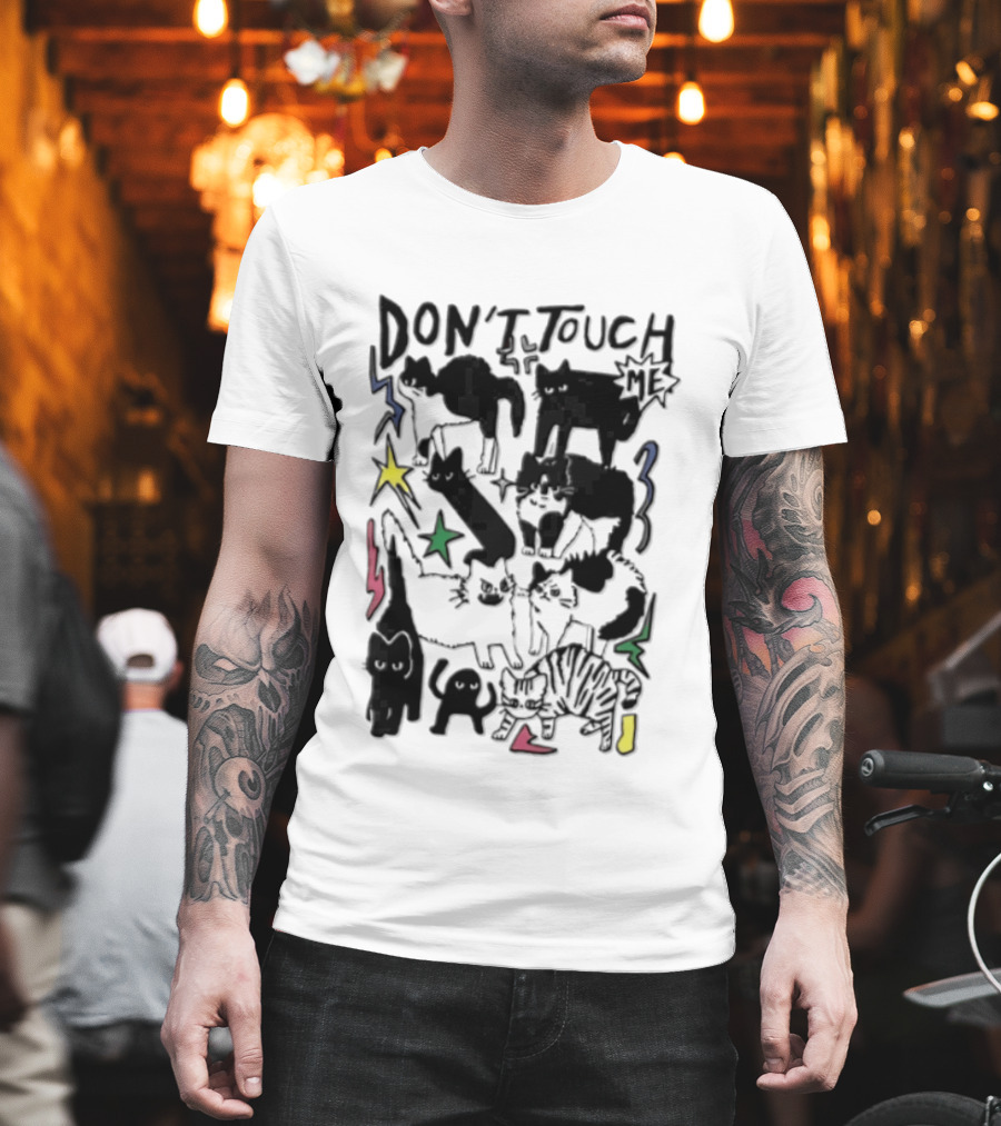 DON'T TOUCH ME Multiple Cats Stars Lightning T-Shirt