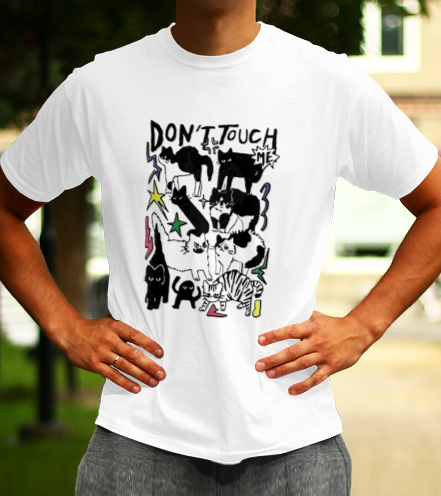 DON'T TOUCH ME Multiple Cats Stars Lightning T-Shirt