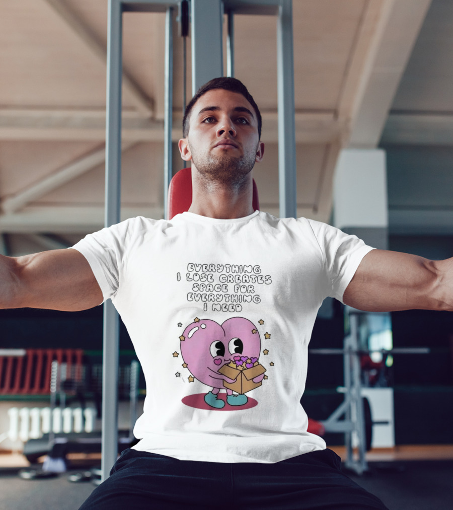 Everything I Lose Creates Space For Everything I Need Heart Pink Character With Stars And Box T-Shirt