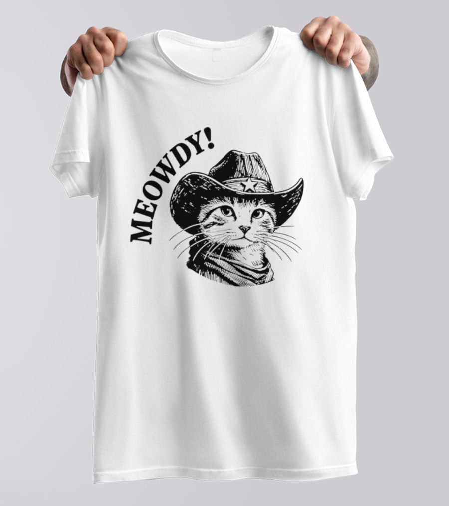 Meowdy Cowboy Cat Star Hat Western Kitten T-Shirt