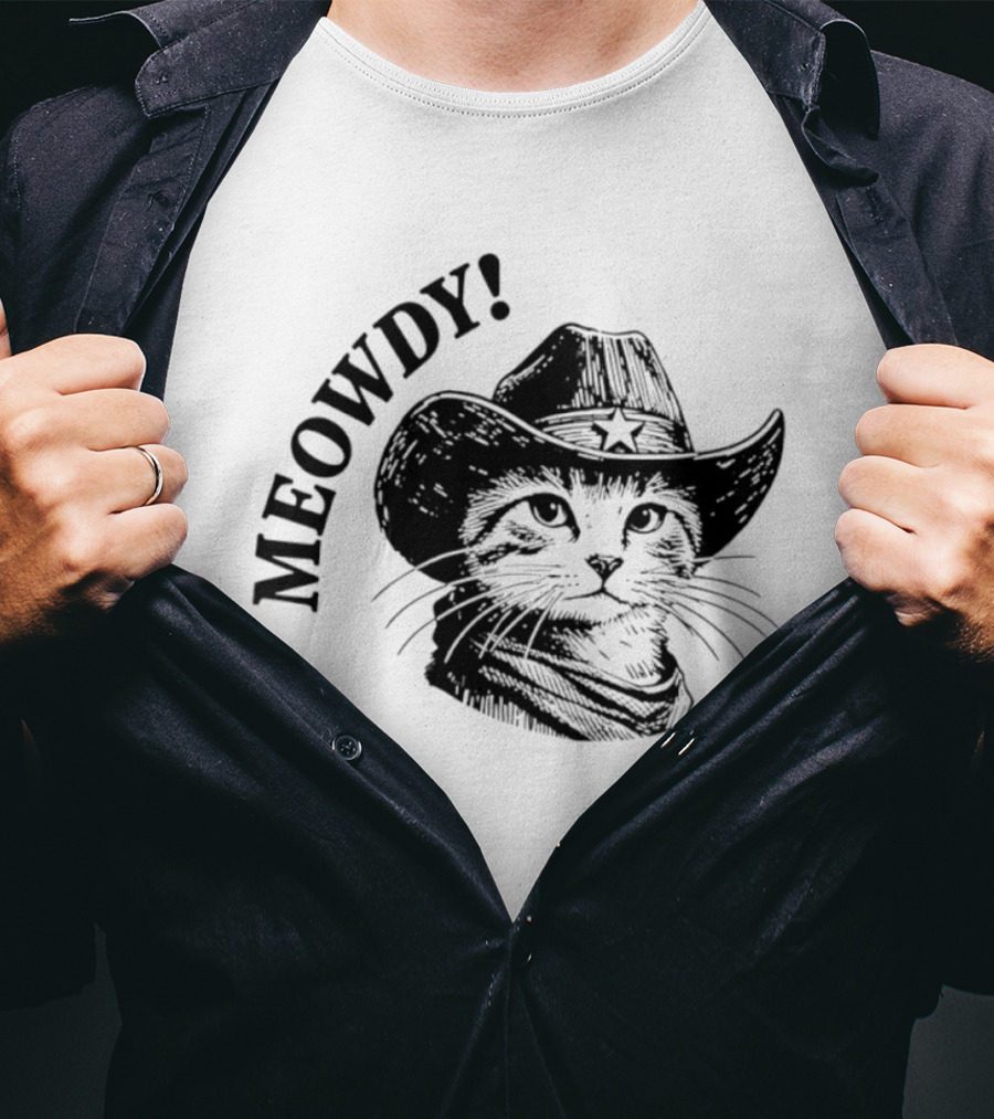 Meowdy Cowboy Cat Star Hat Western Kitten T-Shirt