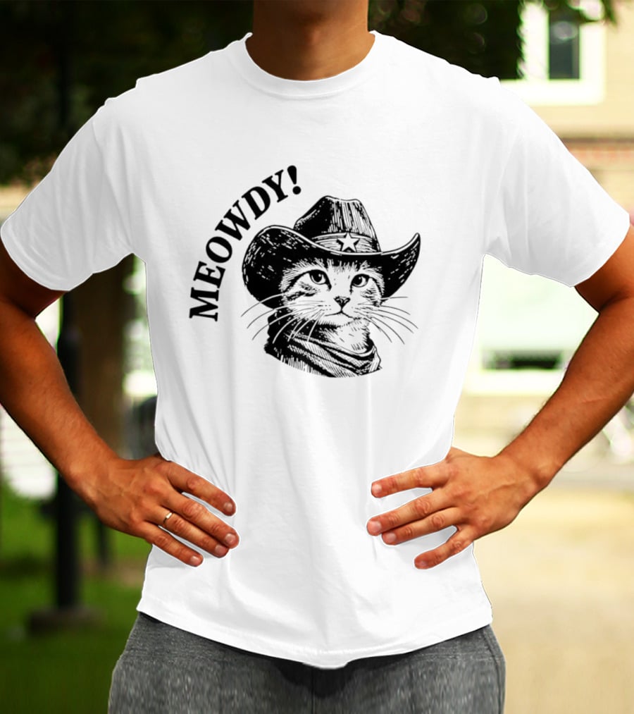 Meowdy Cowboy Cat Star Hat Western Kitten T-Shirt